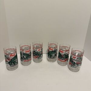 1995 SET OF 6 BUDWEISER FROGS BUD WEIS ER ANHEUSER BUSCH BEER GLASSES Vintage